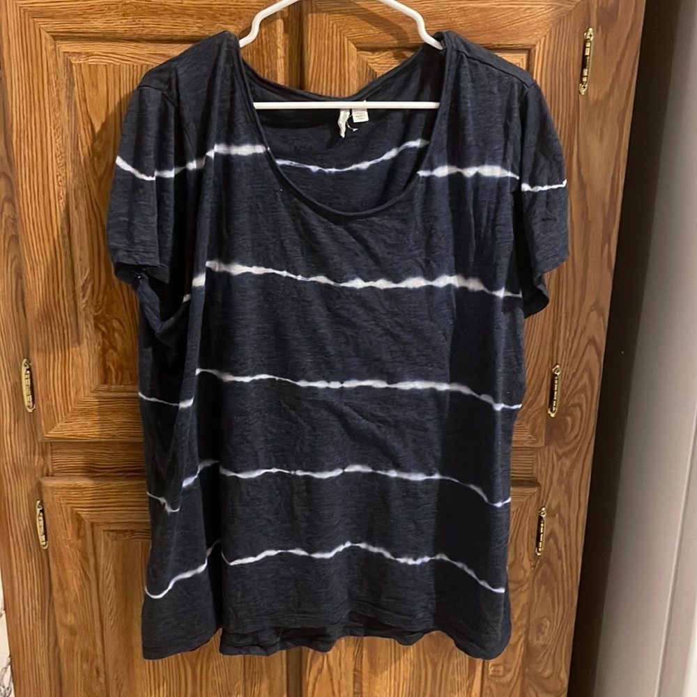 Navy and White Striped Top; Brand: Cato; Size: 22/24W
